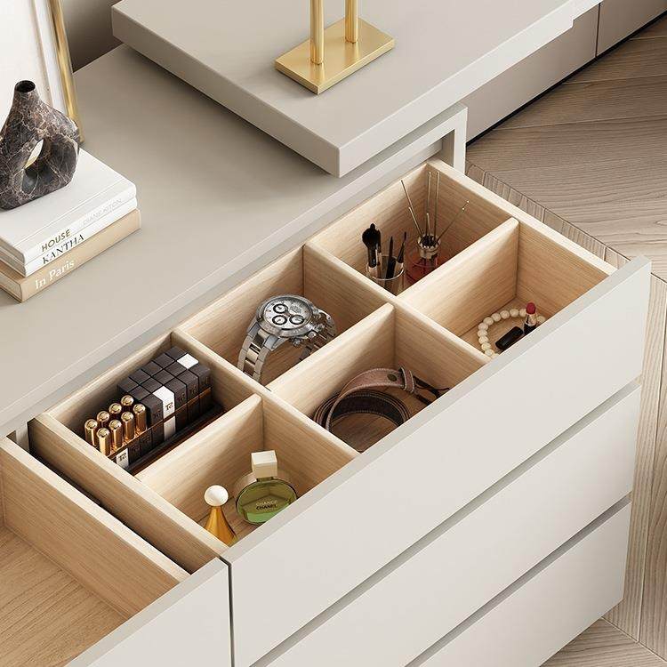 梳妆台斗柜书桌一体可伸缩翻盖折叠隐藏式化妆镜多功能简约床尾柜