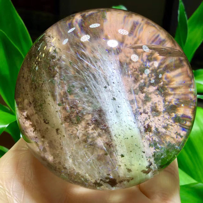 东海水晶绿幽灵红幽灵聚宝盆摆件
