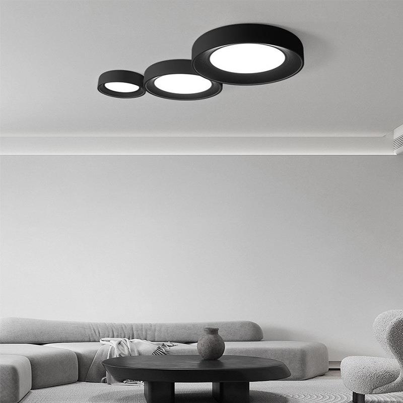 意式极简吸顶灯卧室房间现代简约护眼白色黑色创意圆形LED