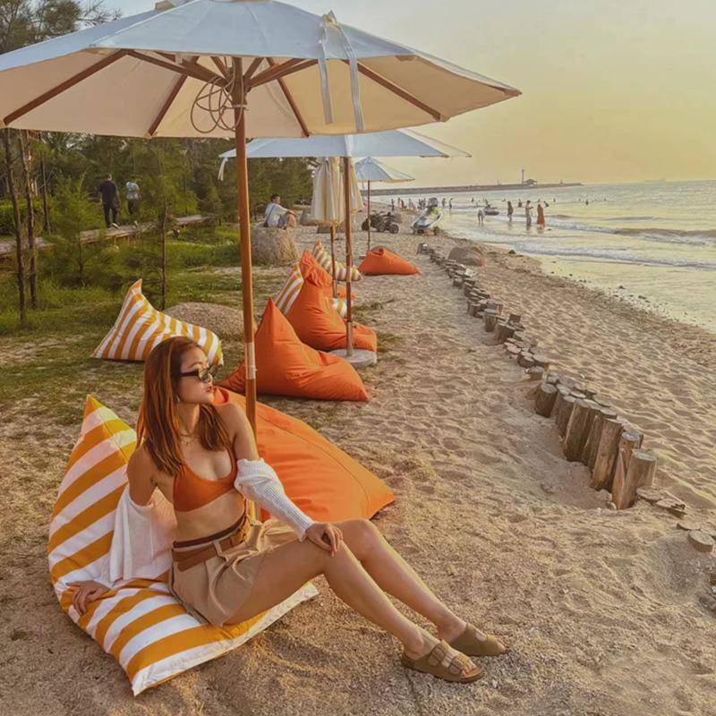 条纹沙发滩户外网红懒人沙发单人躺椅便携式野营午休音乐节沙发