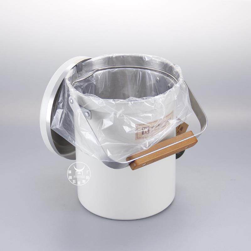 韩式厨房台面厨余3L垃圾桶304不锈钢圆形带盖收纳小提桶桌面迷你