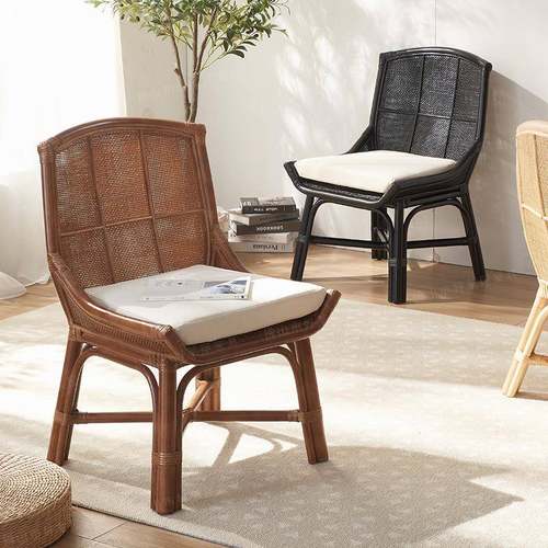 天日式真藤椅然玛瑙藤尼藤复古休HLW22-12印单闲人椅子餐厅餐椅民