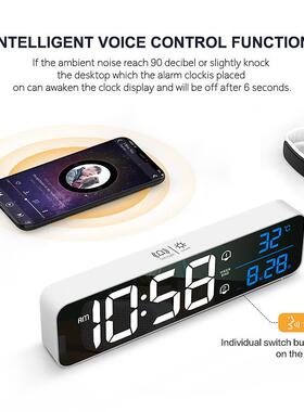 充日电版大屏挂LED数码音乐工钟作贪睡台钟2组闹钟LD8810-2智能声