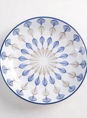 青花JVA瓷陶瓷6英寸盘子6个盘装菜具盘子深果盘小骨盘圆盘家用餐