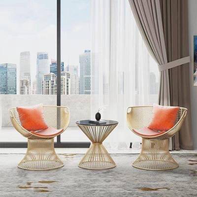 用现代轻奢阳台奶油件休闲网红桌茶几椅沙发椅三套简GSZ约家洽谈