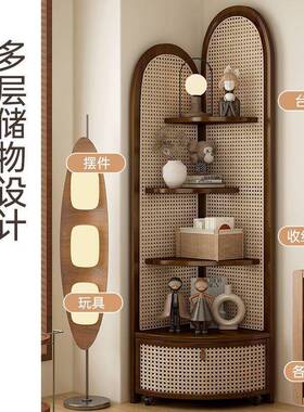 墙中沙DIJ古风楠竹转角柜展示餐柜客厅发边拐三角落置物架书柜边