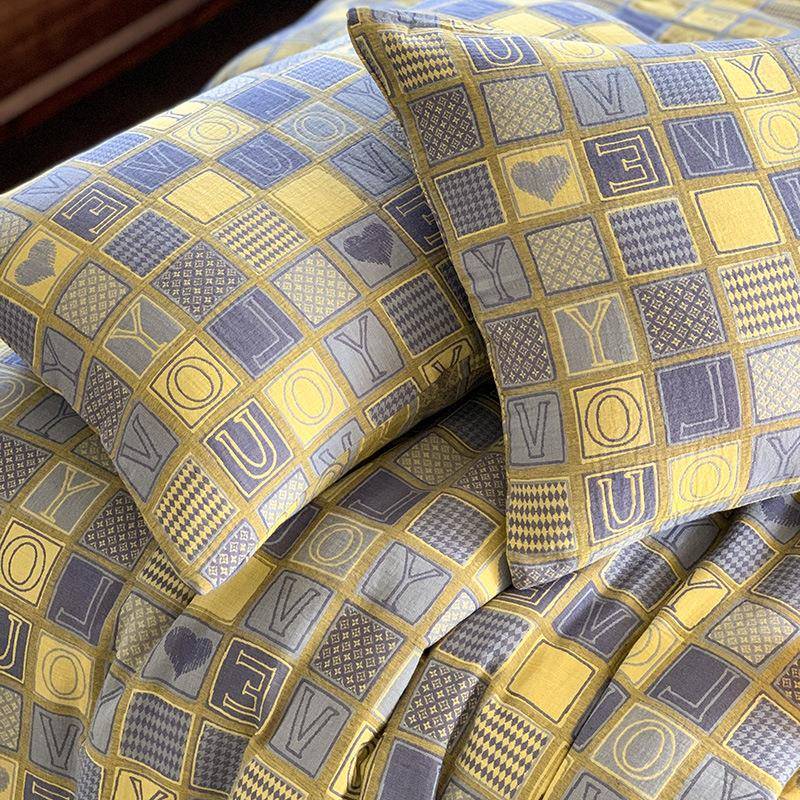 a类全棉色品织提双层纱件四套四季通用棉纯棉被套床花单床上用413