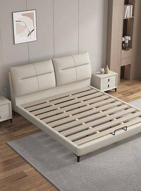 代科简约皮床1.8米现主卧室高端大气1.5人EEV婚双床气压储物技布