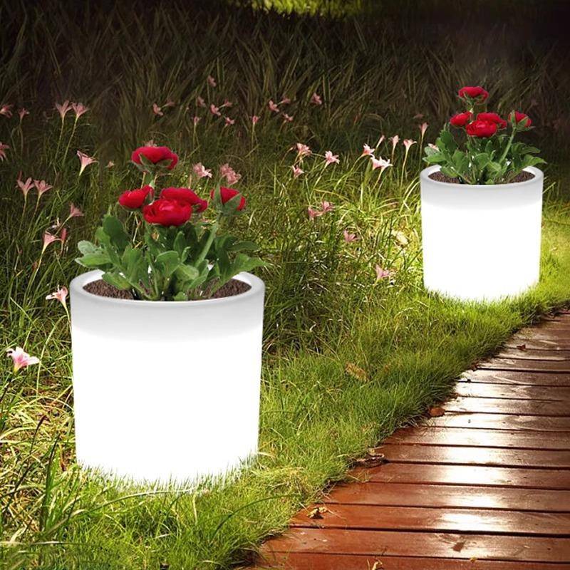 景观盆灯天圆形圆形花盆复古民宿酒店玄关装饰灯网红落地灯台盆花