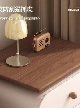 实木现床室头柜中古柜奶油风简约代卧EMD储物奶油风床边柜边柜床