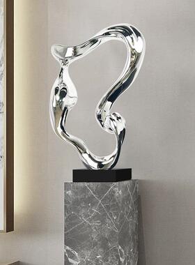 飘动雕饰现代简约树RHJ脂大理石波浪样摆件板间大厅酒店大堂装品