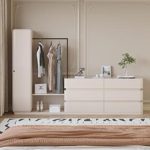 实柜木妆台斗纳柜衣帽架一体开PPG放式 衣全身穿衣镜床尾多功能收