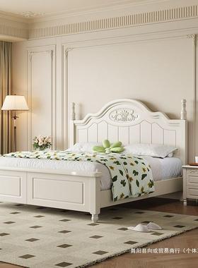 双人美式室公床气压RJS白色储主物奶卧油单田园实木床现代简约欧