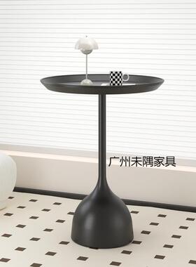 轻TH03简约时尚头小圆桌玻璃边几阳台休闲茶几发置物架床柜沙感奢