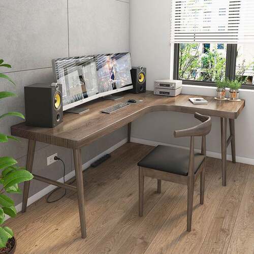 桌实木L字型电脑角桌酒店电竞房转电竞家用TGX20241学习写桌拐角