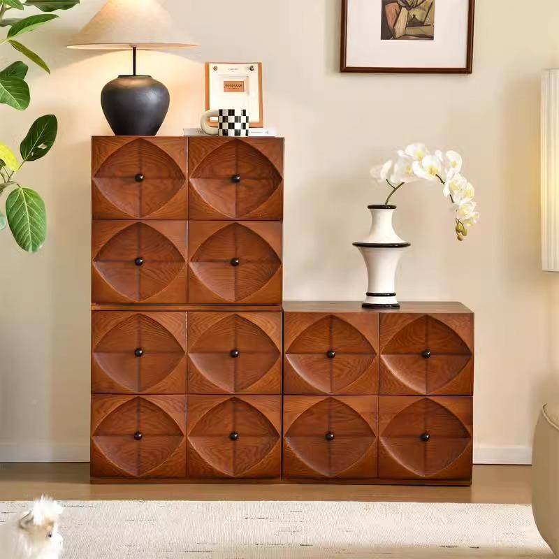 卡门合柜柜立柜中古风实木柜拼接组电柜法式储视物收纳多G128功能