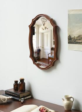 闻F98T9J59森家居关中古实木异形玄镜式复半法身化妆壁挂墙面古装