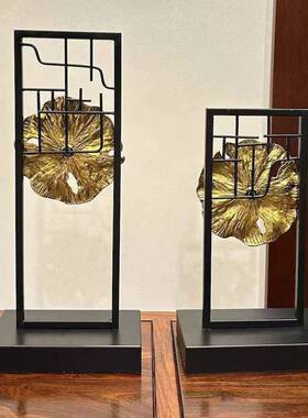 样新中式金属艺术工艺板品摆件客厅电家视柜酒店068房居桌面软装