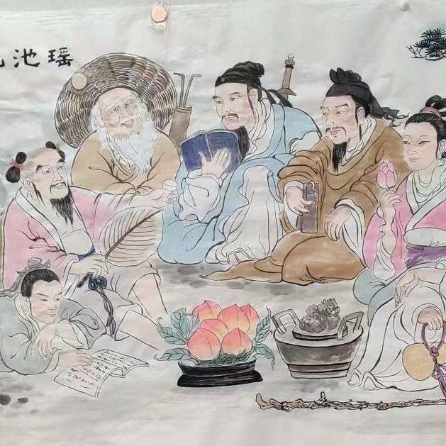 定制大中小尺寸人物国画山水客厅卧室简约餐厅现代简约纯手绘