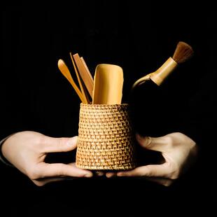 竹编藤编功夫茶套具茶道六君子茶装配件古针茶勺养壶CDPJ-03笔茶