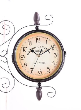 欧式创意家面居双钟静音TDS机钟芯铁艺客厅钟卧室挂钟壁表