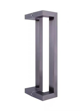 拉丝色指纹黑方管双玻璃门拉门把REQ手无不锈钢推拉弯门对装