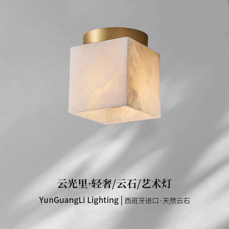 法式轻奢全铜入户灯玄关灯阳台灯云石走廊过道灯衣帽间吸顶灯灯具