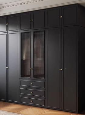 中古风黑色衣柜家用卧小户暗型黑IGR系美式经典复室品古成大衣橱