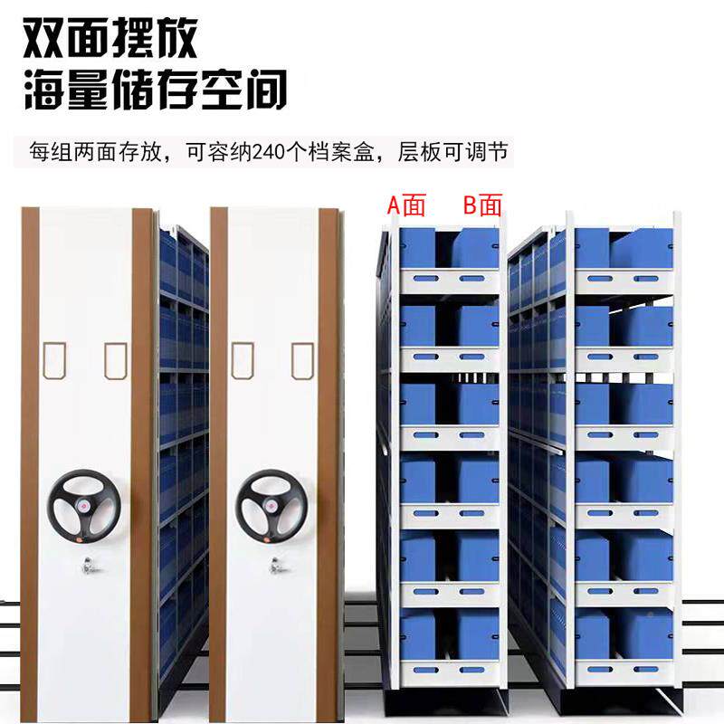 6R档案室HRD-022手摇移动密架档案柜会集计证料架文凭件柜轨道智