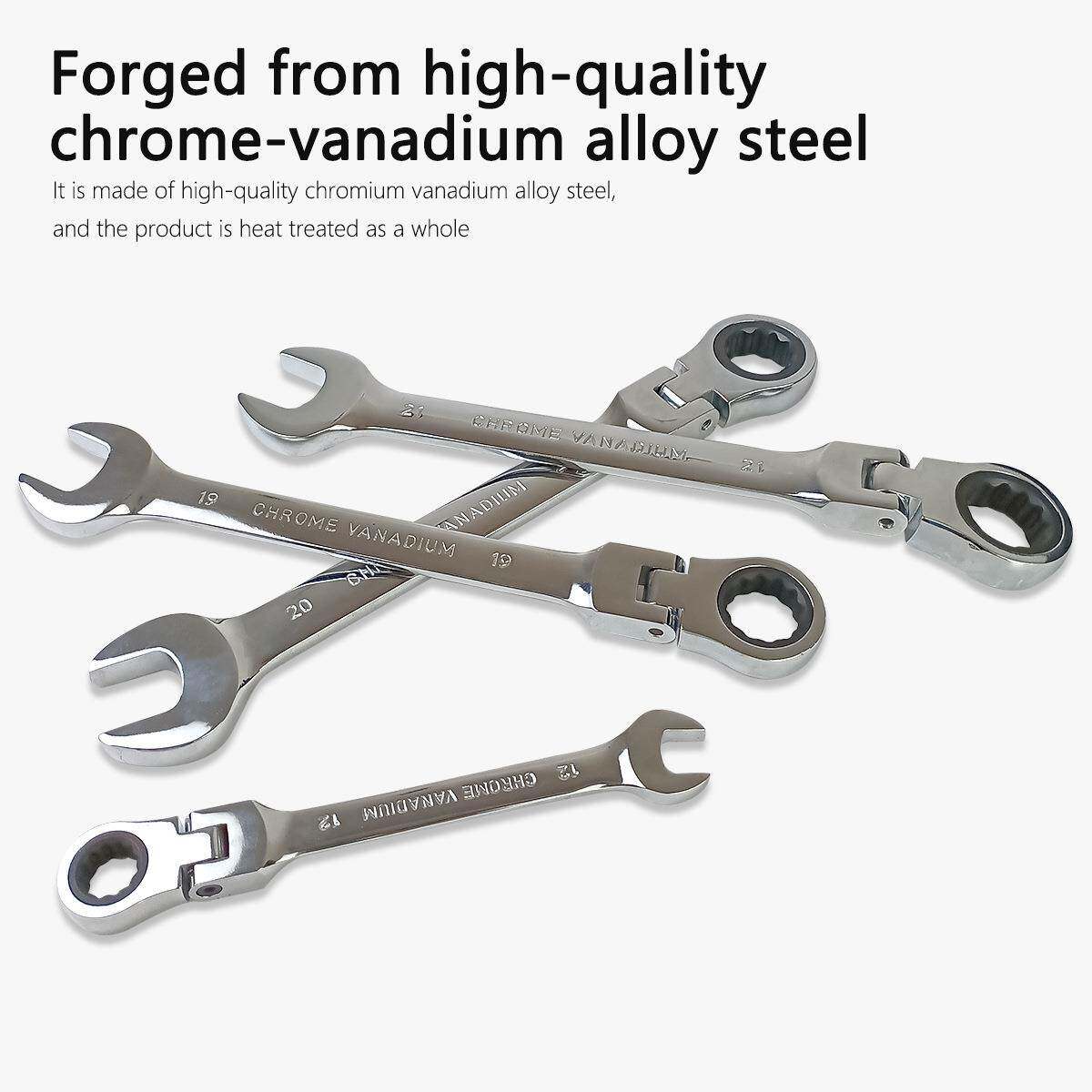 238562pcs2两用摇头棘轮扳面手镜汽修棘汽轮扳手7齿专业修工具