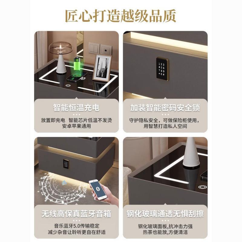 网红油充奢电卧室头床柜简约现代实木轻奶风高a7GGh2Qm默航