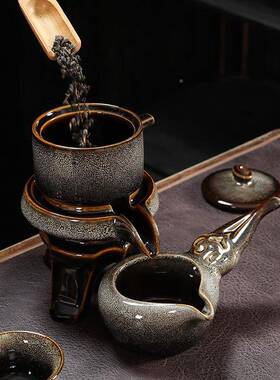 人半全自动创意石磨懒茶旋转tb-65860出水功夫茶泡器茶具套装家用