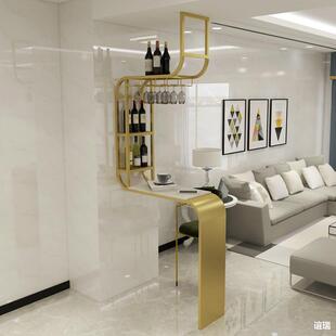 FXS屏风隔断岩板吧台靠墙桌轻奢一体酒柜台户客厅阳关入吧台桌玄