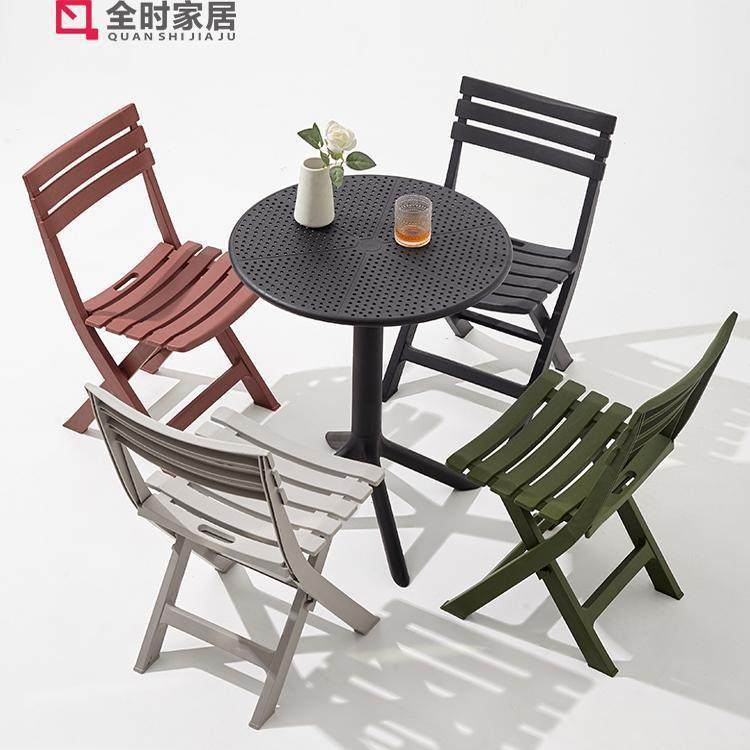 庭院露天椅子餐塑叠料防水椅户外花园阳台休闲DCB凳家用室外茶折