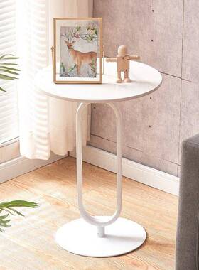 意式简约板茶几厅圆客形岩沙发边几小户型家用极简创意金小EPB属