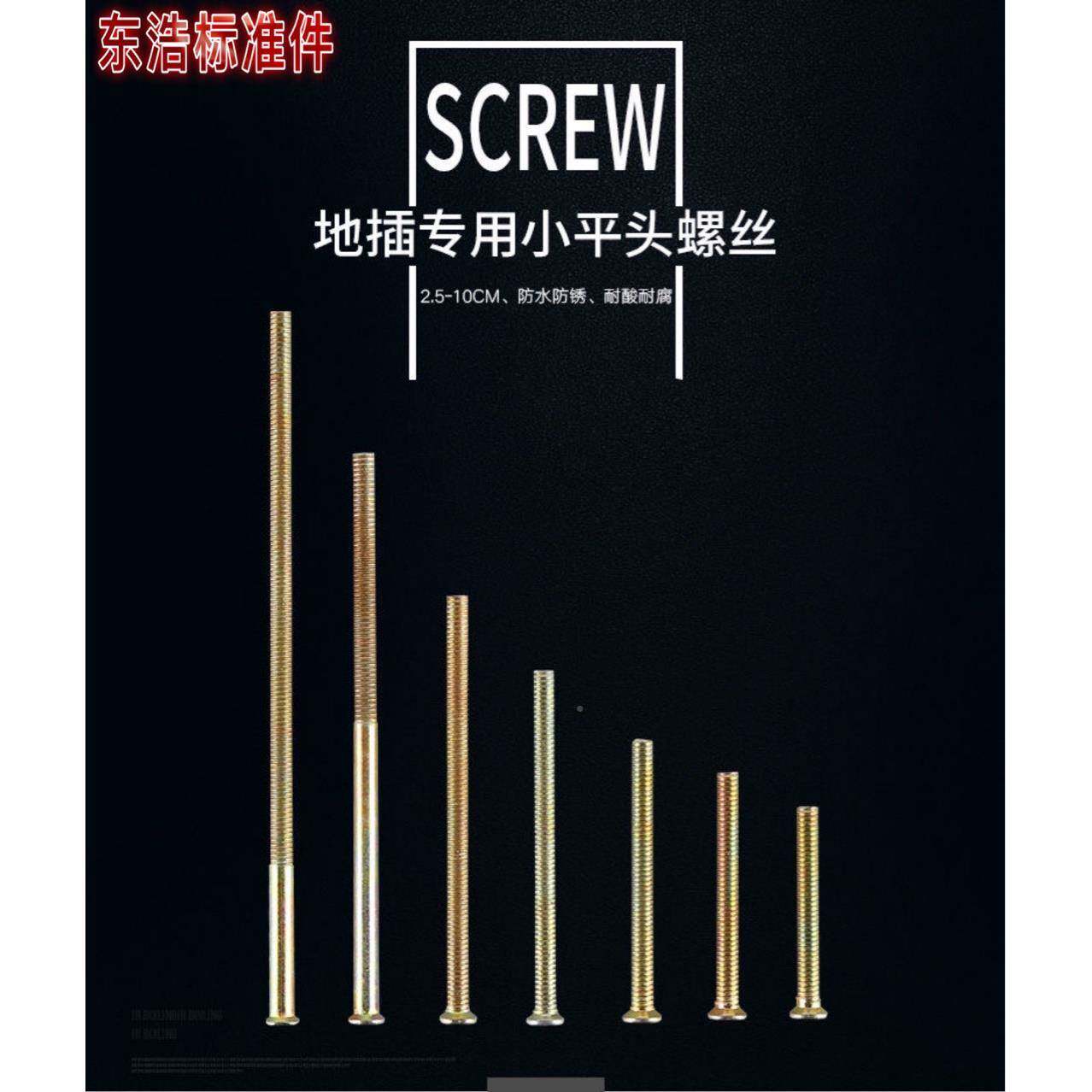 地插螺螺丝小平头M螺丝地板座插底933盒加长钉沉头4468910cm