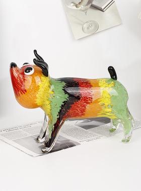 纯手工高琉璃狗摆件小狗艺品茶装几电视01柜酒店样工板房软档饰品