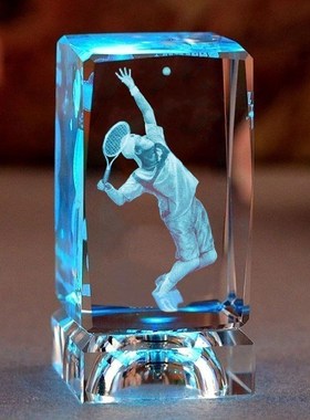 创意水晶内雕羽毛球可发光摆件送男生女生同学礼物校运会比赛奖品