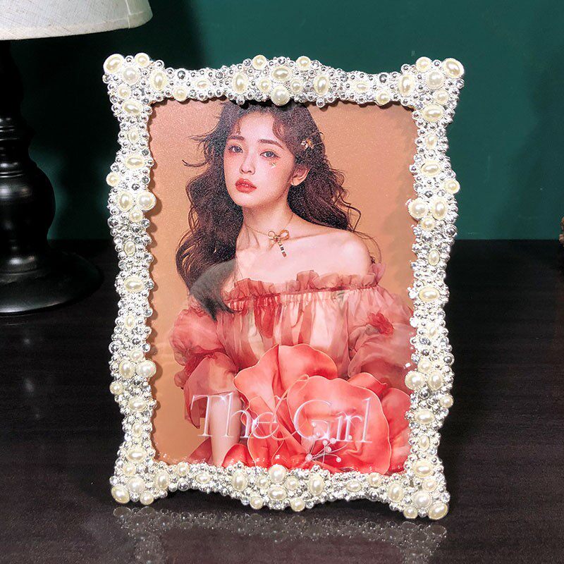 海马体相框6寸7寸10寸创意情侣婚纱证件照金属白色像框摆台件组合