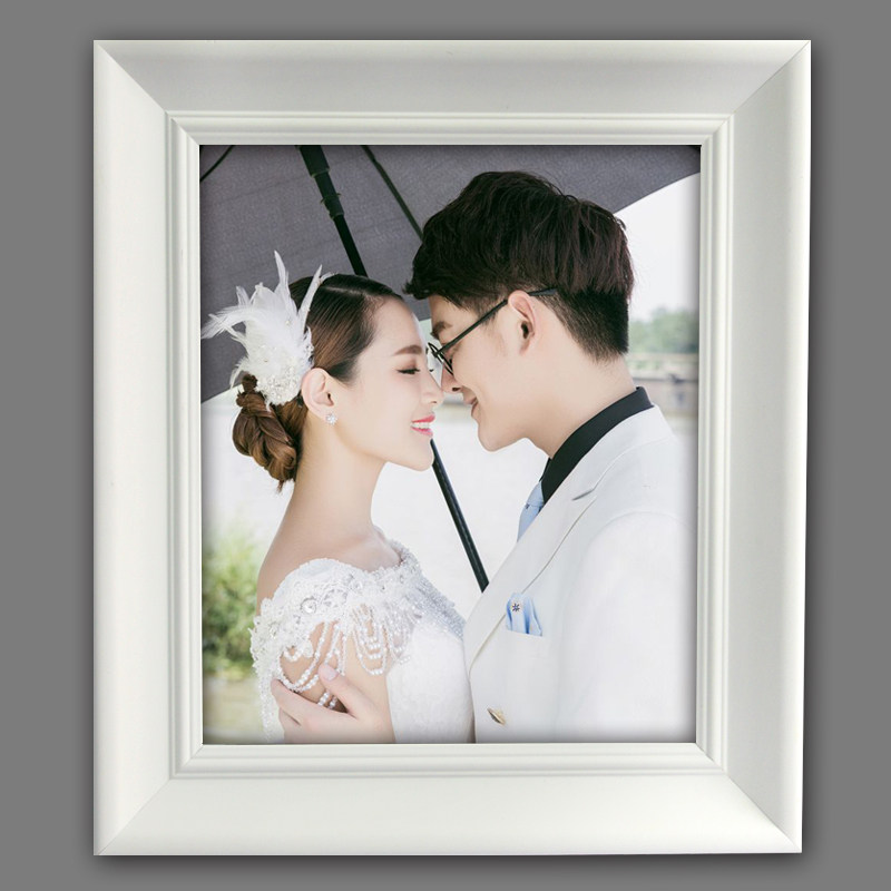 欧式创意白色画框实木相框挂墙 16 20 24 30寸婚纱照影楼相框定做