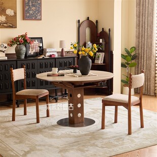 本来就覆古/霍斯餐椅/法式中古风软包靠背椅子家用设计感实木单椅