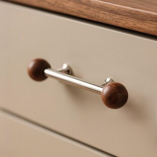 法式亮银衣柜橱柜木珠复古简约新中式把手中古风长柜门单孔拉手