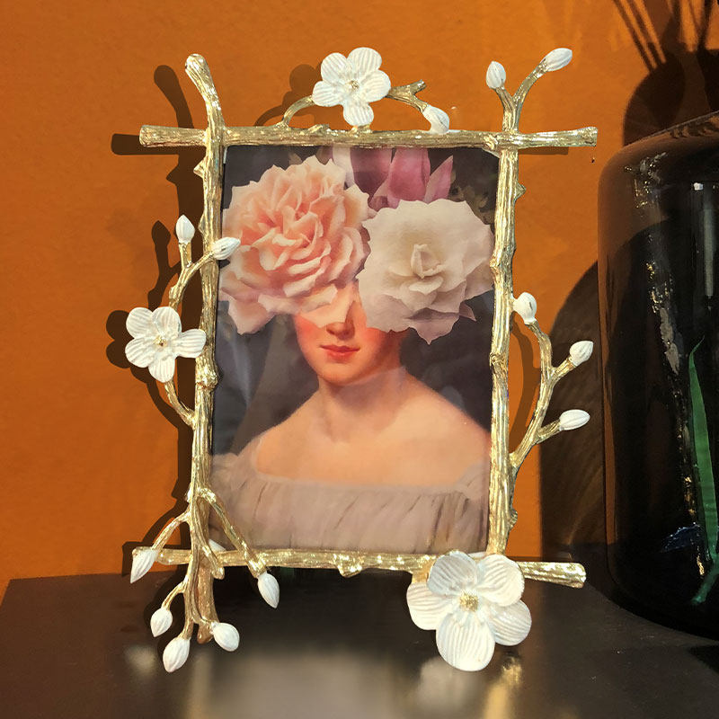 日式小清新相框摆台7寸6寸七10寸创意精致轻奢金属婚纱照片框摆件