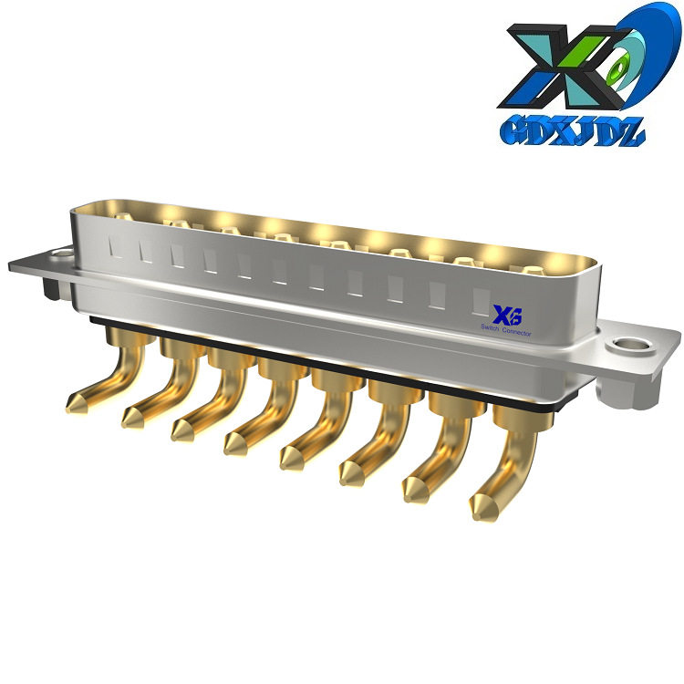 8W8公头 焊线式大电流连接器接头 90度镀金车针D-SUB8W8 8芯插头