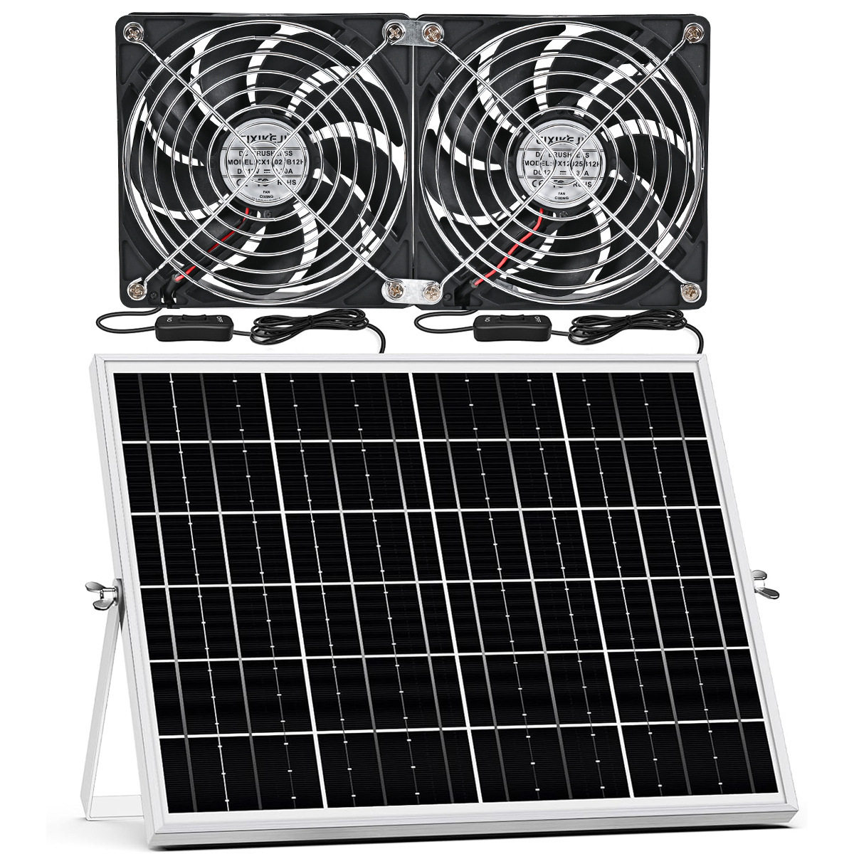 12025太阳能散热风扇12V3000转户外便携散热宠物屋太阳能排气扇