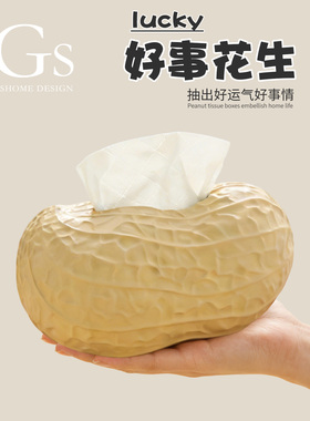 特别好看的纸巾盒陶瓷2026新款客厅高档轻奢好事花生创意摆件桌面