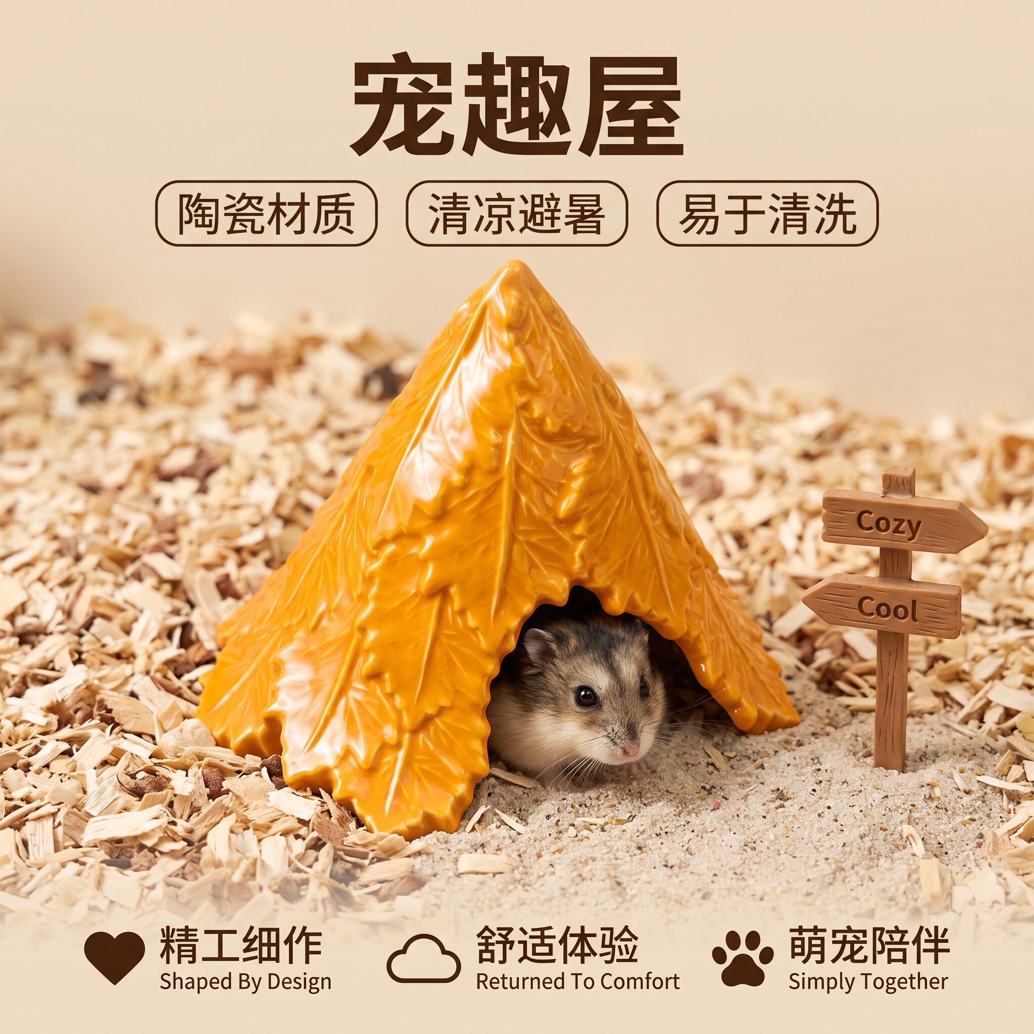 仓鼠躲避屋陶瓷金丝熊躲避窝四季通用小宠物小房子造景用品无异味