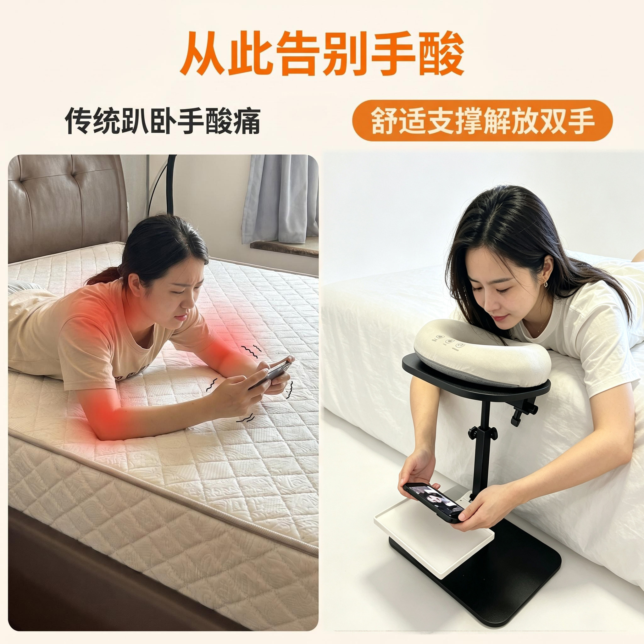 床边看手机趴睡枕家用按摩趴脸垫眼部术后趴枕理疗按摩床支架枕头