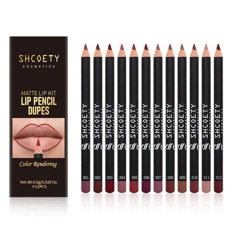 12 Pcs Matte Lip Liner Set 12 色哑光裸色唇线笔套装