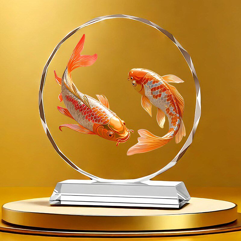 锦鲤年年有余水晶摆件客厅玄关乔迁开业送礼招财酒柜镇宅工艺摆台,家居饰品,桌面摆件,淘宝优惠券,粉丝福利购,淘宝优惠卷